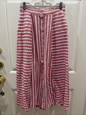 Universal Thread Pink and White Striped Button-Front Maxi Skirt